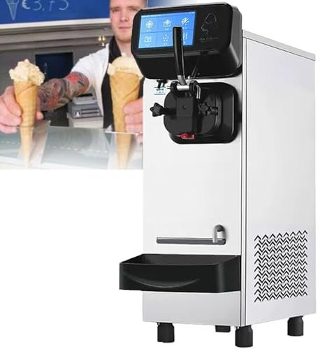 Commercial Ice Cream Maker 18-21l/H Yield 1600w Countertop Soft Serve Machine W/ 6l Hopper Lcd Panel Puffing Shortage Alarm Yogurt Maker For Restaurant Snack Bar
