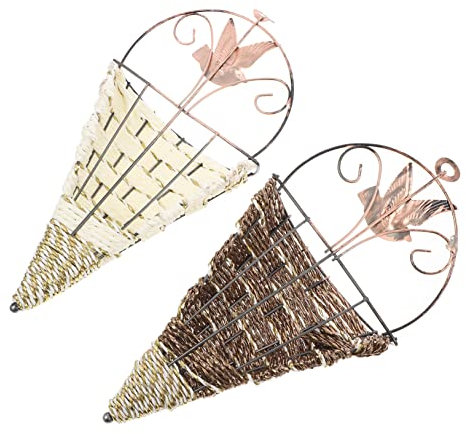 OUNONA Vielseitiger Wandbehang Im Retro-Stil 2 Stück Rattan-blumenkorb Zum Aufhängen für Blumenkunst