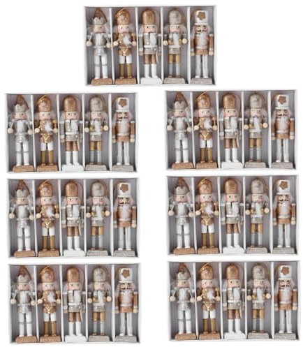 Alipis 7 Sets Christmas Nutcrackers 6 Foot Nutcracker Toy Figure Christmas Hanging Pendant Decoration Clothing Tree Ornament Dolls Wooden Golden