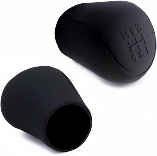 2 PCS Funda Pomo Cambios Marcha Coche Antideslizante Negro, Cubierta de Perilla de palanca de Marchas, protector de pomo adherente, Funda palanca de cambios, Silicona, Universal, Negro, 6 Marchas
