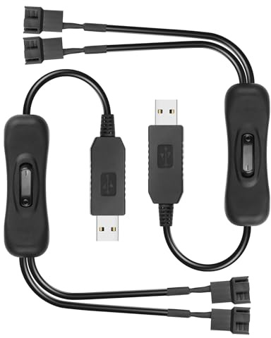 GINTOOYUN 2xUSB à 3/4 broches Boost 1 à 2 interrupteurs câble de ventilateur 5V à 12V USB-a mâle à double 3/4 broches mâle câble de ventilateur de châssis(16,38 pouces) (5V à 12V 4 aiguilles)