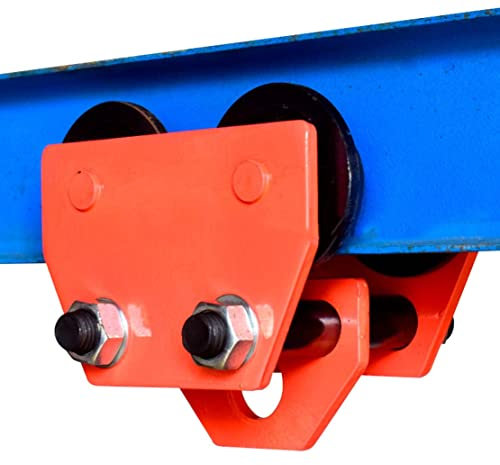 TRSGD Heavy Duty Manual Trolley Adjustable Flange Width, Large Capacity Push Beam Trolley Garage Crane Lift Hoist with Dual Rollers, for Straight Curved I Beam(Size:4409 Lbs)