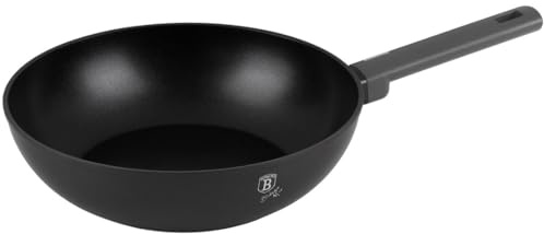 Berlinger Haus TitanPro Anthracite Collection - Sartén wok (28 cm, superficie antiadherente, mango ergonómico, apta para inducción y horno)