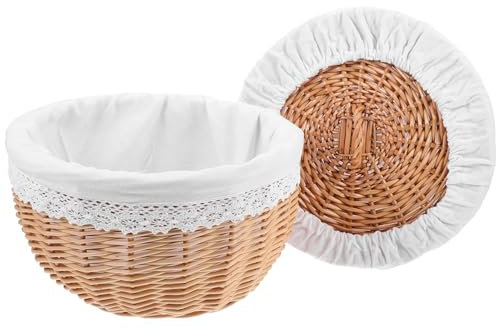 IMIKEYA Wicker Food Storage Basket Lid Hanging Storage Baskets for Kitchen Bread Pastry Dessert Toy Plant