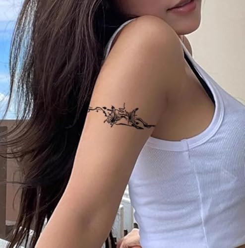 Temporary Tattoos Stickers Fake Tattoos 2Pcs Simple Sexy Clavicle Butterfly Armband Herbal Non-Reflective Semi-Permanent Lasting 2 Weeks Men And Women