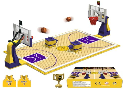 Nicolababe Mattoncini - Campo da Basket Classic Base e Set di 2 Supporto del Canestro da Basket Blocchi da costruzione per partita di basket - Compatibile con Tutte le Principali Marche (Giallo)