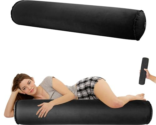 EULANT Coussin Gonflable pour Dormeur Latéral, Léger Oreiller Long et Rond, Doux Traversin pour Le Corps, Oreiller de Soutien pour Voyage, 120 * 20cm, Gonflable et Compact