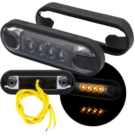 Web Truck Begrenzungslicht SLIM, Markierungsleuchte SLIM, DARK Graphite, Sparset Umrissleuchte Orange 12V 24V Begrenzungsleuchte Positionsleuchte dünn 2 Stücke Auto Bus LKW PKW ATV Wohnwagen Anhänger