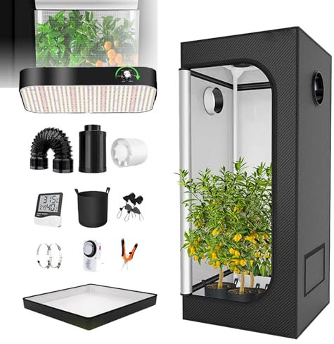 Tenda da coltivazione per la coltivazione di piantine da interno, tenda da coltivazione per funghi da interno resistente all'acqua e alla luce con lampada a LED a spettro completo,70x70x160cm