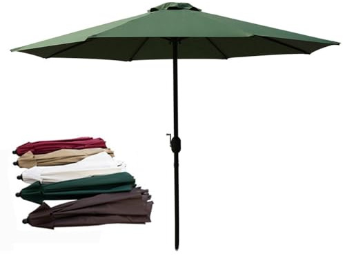 ZYXQQJ 270cm Parasol De Jardin Exterieur Parasol De Patio avec Manivelle Protection Solaire Grand Parasol De Table De Marché(Dark Green)