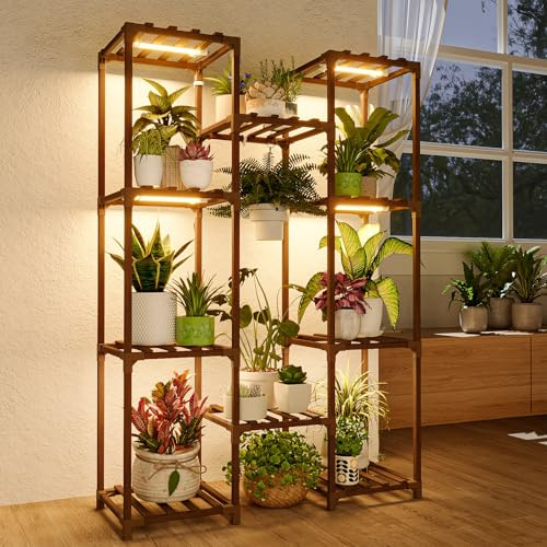 Bamworld Växthus med Växtljus 6-vånings Blomsterställ med Inbjuden Odlingsbelysning För 10 Krukor Balkong Vardagsrum Boho Inredning Varm Vitt Ljusspektrum