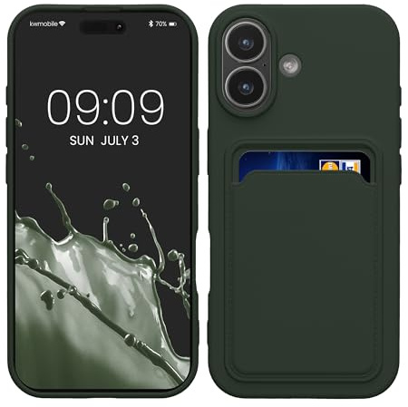 kwmobile Handyhülle für Apple iPhone 17 Hülle mit Kartenfach - TPU Case - Kabelloses Laden - Schutzhülle Cover in Dunkelgrün
