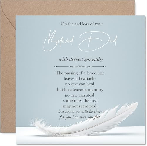 Tarjeta de condolencias – La pérdida triste de tu papá – Tarjeta de duelo para hijo e hija, 145 mm x 145 mm para padre y padre