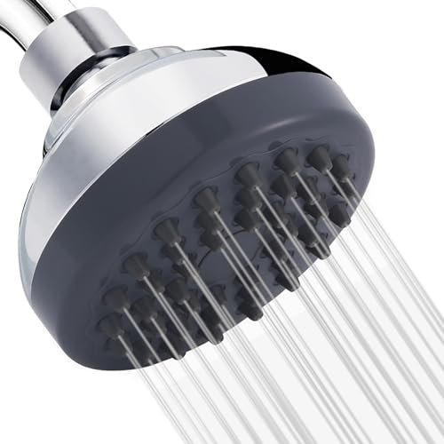 Katezon Rain Shower Heads, Fixed Rainfall Shower Head 3 Inch, Round Powerful High Pressure Overhead Shower Head with Self-Cleaning Mechanism, Chrome Finish