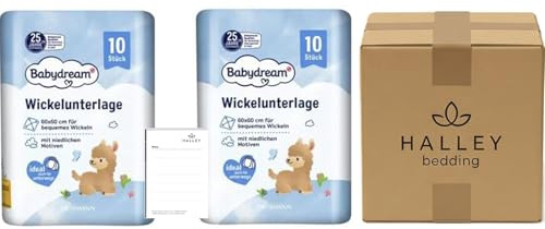 Halley Bedding Bundle: Babydream Wickelunterlagen 20 Stk + Notizblock | 2er-Pack (insgesamt 20 Stück). Ideal für unterwegs & zu Hause. Saugstark, hygienisch & sanft zur Babyhaut. Praktisches Bundle