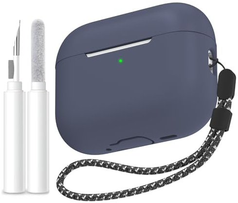 AhaStyle Hülle für AirPods Pro 3 (2025) Mit Reinigungsstif/Handschlaufe | Kabelloses Laden, Front-LED Sichtbar, Premium-Silikon, Rundumschutz, Stoßfest, AirPods Pro 3.Gen Kopfhörer Zubehö