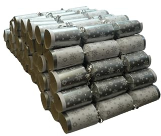 Thompson Cooper Ltd - 50 Silver snowflake 10 Christmas Crackers Catering New Year Party Bulk Xmas