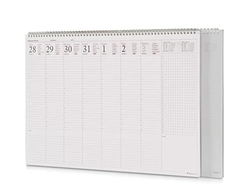 Calendrier de bureau en spirale daté de l'année 2026 – Grand format – Calendrier de bureau couverture en PPL pour rendez-vous hebdomadaire F.to 50 x 35 cm + stylo à clic et signet