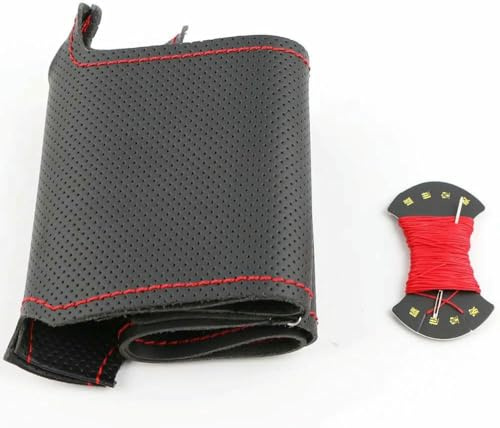 SXHLKJMF Selbstgenähter Lenkradbezug aus schwarzem Kunstleder für BMW E60 E63 E64 M5 2005-2008