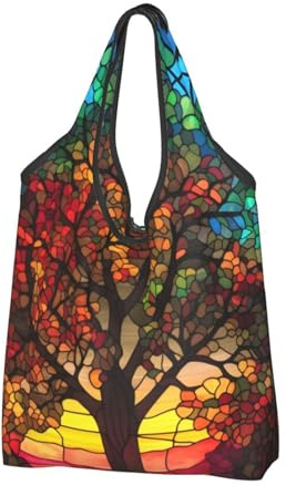 Mexpekil Bolsa de la compra plegable con diseño de árbol de la vida, reutilizable, impermeable, para compras diarias