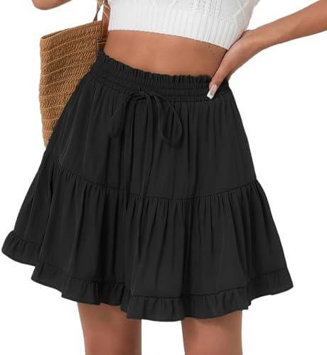 ZCJ Falda Pantalón Mujer Verano, Falda Corta A-Línea con Short Integrado, Plisada y Ajustable con Cordón