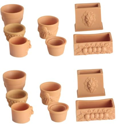 Veemoon 14pcs Mini Resin Flowerpots Dollhouse Garden Decoration Small Ornaments for Doll House Birthday Christmas Valentine's Day