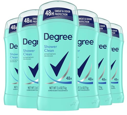 Degree Original Antiperspirant Deodorant Shower Clean Pack of 6 48-Hour Sweat & Odor Protection Antiperspirant for Women 2.6 oz