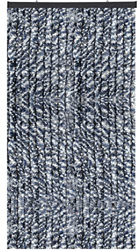 Arsvita Flauschvorhang, Chenille Vorhang, Insektenschutz für den Sommer Extrabreit, Auswahl: 140x200 Meliert blau - weiß - Silber