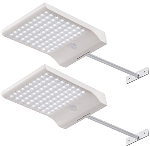 InnoGear Solar Gutter Lights Outdoor, 80 LED Wall Mount Lighting with Motion Sensor 4 Working Modes IP65 Waterproof 450 Lumens for Front Door Yard Garage, Pack of 2