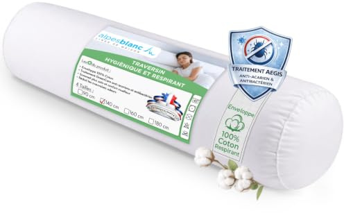 Traversin anti-acariens 140 cm - Fabrication française - Confort moelleux