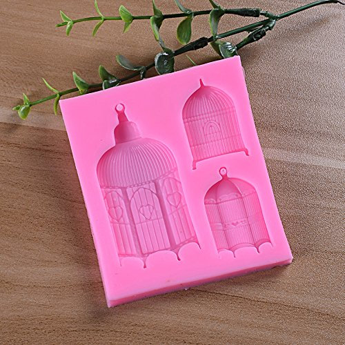 Anlin, jaulas para pájaros, 3 cavidades, molde de silicona para fondant para decoración de tartas, moldes para pasta de chocolate, azúcar, utensilios de cocina