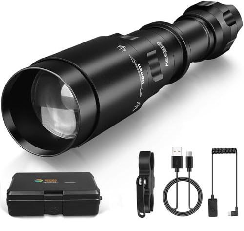 KEENZO 1605 Torcia IR Ricaricabile USB, 5W 850NM 4715AS LED, Obiettivo Asferico da 38mm Luce a Infrarossi per Visione Notturna Caccia Messa a Fuoco Rapida e Interruttore Dimmer con Indicatore ON-Off