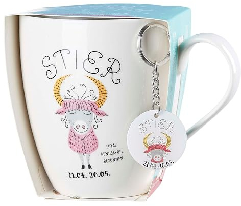 Tazza da caffè Ritzenhoff & Breker Astro Taurus, segno zodiacale con ciondolo, 650 ml
