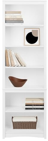 Prepac Sonoma Tall 6-Tier Bookcase 80H with 2 Adjustable Shelves, White Storage Cabinet, Modern Display Cabinet, Bookshelf with Storage Shelves for Home Office, Living Room, Bedroom Organizer