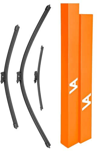 Via Albion VA Set of Wiper Blades for VW Polo Mk5 (2009-2017) - UK RHD - Front Windscreen (24, 16 inch) & Rear Window (11 inch) Replacements, All-Weather