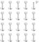 CASSIECA 16G 20Pcs Piercing Ohr Silber Helix Piercings Chirurgenstahl Piercing Ohr Conch Piercing Nasenpiercing Tragus Piercing Lippenpiercing Labret Piercing Studs 6mm für Frauen Männer