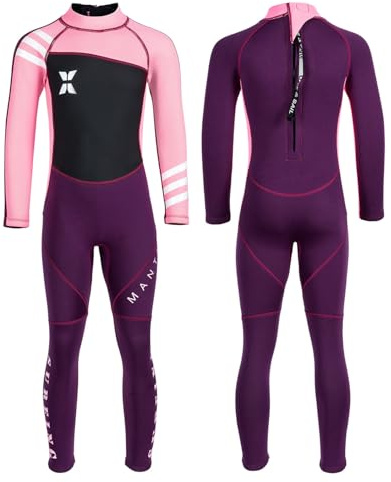 Kids Wetsuit Full Suits 2.5mm Neoprene Swimsuit UV Protection Keep Warm Long Sleeve Wetsuits for Swimming Diving Scuba S Size 18818PK-S