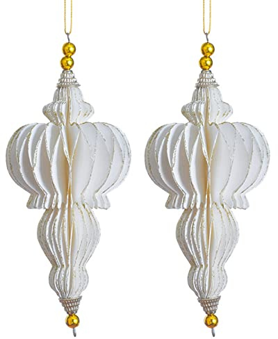 Weihnachtsdeko Baumschmuck -Ornary- 2er-Set Papier 17x14cm Weiss-Gold
