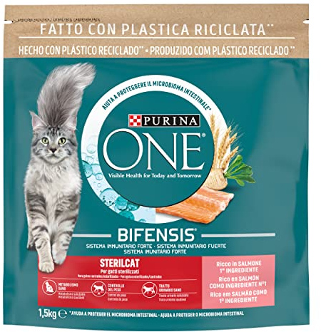 Purina ONE Bifensis pienso gato Adulto Esterilizado Salmón 6x1,5 kg