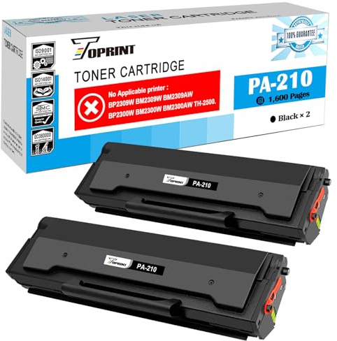TOPRINT Kompatible Tonerkartusche PA-210 PA210 PA 210 1600 Seiten 2 Schwarz für Pantum P2500W P2502W P2508W M6500NW M6500N M6500W M6550NW M6552NW M6558NW M6600N M6600NW M6602NW M6608NW Drucker
