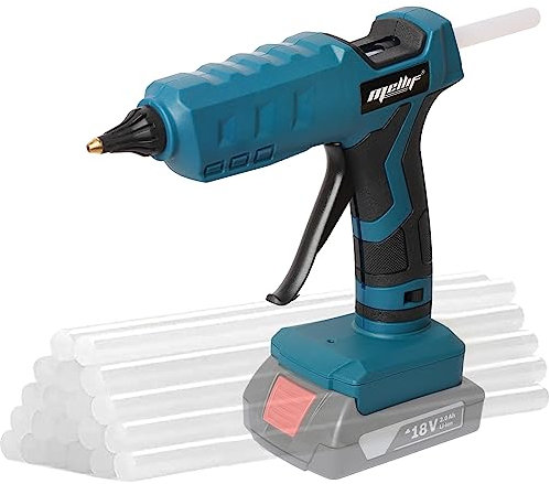 Mellif Akku Heißklebepistole für Bosch professional 18V Akku wie GBA/GBA ProCORE, kabellos Heißklebepistole Akku,45s schnell Aufheizung Klebepistole mit 20PCS Klebestifte, ideal für DIY(KEIN Akku)