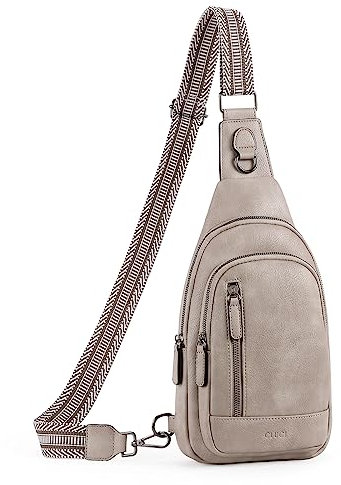 CLUCI Crossbody Bag Bauchtasche, umhängetasche Damen Herren, PU Leder Brusttasche, Klein Schultertasche für Reisen,Grau