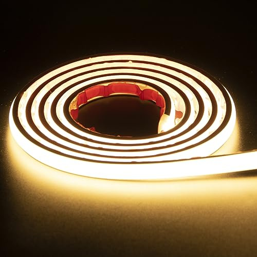 pcning 1M COB LED Strip Selbstklebend 230V Direktanschluss Sehr Hell IP67 Wasserdicht, 1 Meter Flexibel LED Streifen Warmweiss Lichtband (Warmweiss, 1)