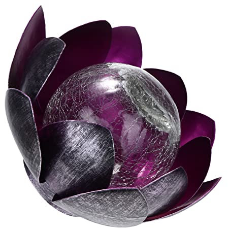 DOITOOL 1stk Lotus-laterne Lotus-led-licht Lotuslicht Im Freien Landschaftslichter Im Freien Lotuslampe Für Den Garten Solarlicht Sonnenlicht Violett Riss Schmiedeeisen Dekorationen