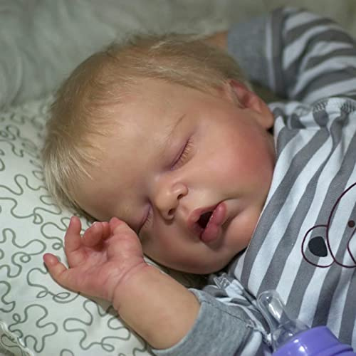 Reborn babydocka pojke reborn bebisar 56 cm handgjorda verklighetstrogna babydockor pojke mjuk duk kropp som en riktig baby stängda ögon