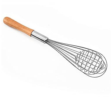 DELURA for Kochen 1-teiliger Schneebesen mit Holzgriff, manueller Milchaufschäumer aus Edelstahl, Handmixer for Backen in der Küche, Rührwerk for Sahnemixer