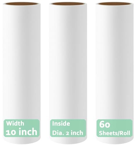 Large Lint Roller Refills 10 inch, Mega Lint Remover Refills for Pet Hair, Oversized Sticky Roller Refills for 10'' Wide Floor Lint Rollers, 3 Pack Total 180 Sheets
