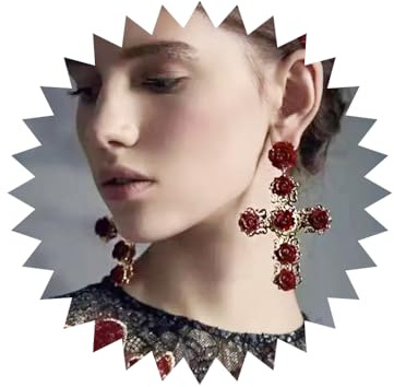 Strass-Ohrringe für Frauen, Boho-Sexy, baumelnde Ohrringe, Diamant-Quasten-Geometrie-Ohrringe mit leichten Braut-Ohrringen für Frauen und Mädchen (Rosenkreuz-Ohrringe)