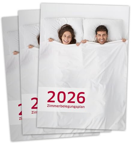 Zimmerbelegungsplan 2025 2026, Zimmerbelegungskalender, Reservierungskalender für Hotels, Pensionen und Ferienhäuser, Ferienvermietungen, Feiertage und Ferien, A4 210x297mm (2026, 3)