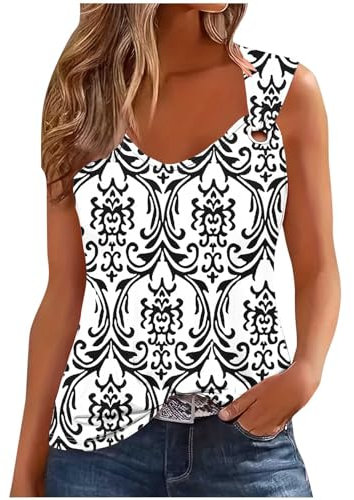 Sommer Damen Tank Tops Ärmelloses Shirt Locker Lässige Tank Top Sport Lässige Weste Rundhals Spaghettiträger Tanktops Blusentop Strand Sexy Vest Top Bluse Tank Top Damen Cropped